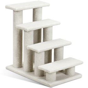 24 Inch 4-Step Pet Stairs Carpeted Ladder Ramp Scratching Post Cat Tree Climber