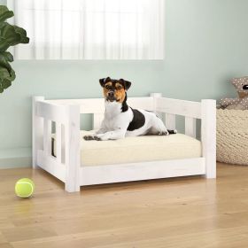 Dog Bed White 21.9"x17.9"x11" Solid Wood Pine