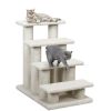 24 Inch 4-Step Pet Stairs Carpeted Ladder Ramp Scratching Post Cat Tree Climber