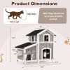 Outdoor 2-Story Wooden Feral Cat House with Escape Door