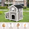 Outdoor 2-Story Wooden Feral Cat House with Escape Door