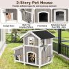 Outdoor 2-Story Wooden Feral Cat House with Escape Door