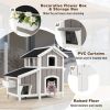 Outdoor 2-Story Wooden Feral Cat House with Escape Door