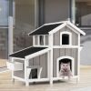 Outdoor 2-Story Wooden Feral Cat House with Escape Door