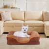 Memory Foam Pet Bed for Small Dogs & Cats with Washable Removable Cover Non-Slip Base Waterproof Liner Egg Crate Foam for Improved Sleep, brown,medium