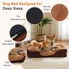 Memory Foam Pet Bed for Small Dogs & Cats with Washable Removable Cover Non-Slip Base Waterproof Liner Egg Crate Foam for Improved Sleep, brown,large