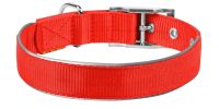 Red Nylon Reflective Dog Adjustable Dog with Metal Buckle S Size 12-15 inch Neck Heavy Duty for Small Medium Dogs Puppy