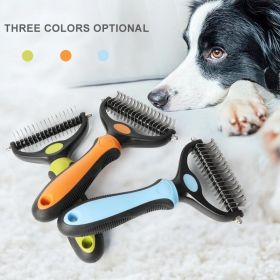 Professional Pet Deshedding Brush 2 Sided Dematting Dog Comb Cat Brush Rake Puppy Grooming Tools Undercoat Shedding Flying Hair (Color: Red)