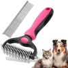 Pet Grooming Brush and Metal Comb Combo, Cat Brush Dog Brush for Shedding