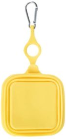 Silicone Collapsible Pet Bowl Double Portable Travel Bowl Equipped with Aluminum Hook Clip (Color: yellow)