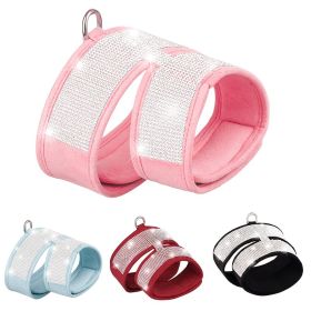 Pet Harness For Dog & Cat; Rhinestone Soft Cat Harness; Soft Dog Vest Harness For Outdoor Walking (Color: Red)