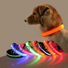 Glow-In-The-Dark Pet Collar For Dog & Cat; LED Dog Collar For Night Walking; USB charging (Color: Pink)