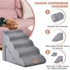 22 Inches and 11 Inches Foam Pet Stairs Set with 5-Tier and 3-Tier Dog Ramps