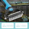 Pet Grooming Brush and Metal Comb Combo, Cat Brush Dog Brush for Shedding